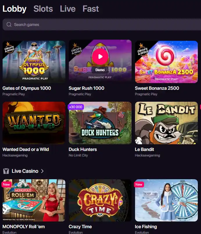 رسم تحريري يصنف مكتبة CHEXX إلى slots وfast games وألعاب مباشرة